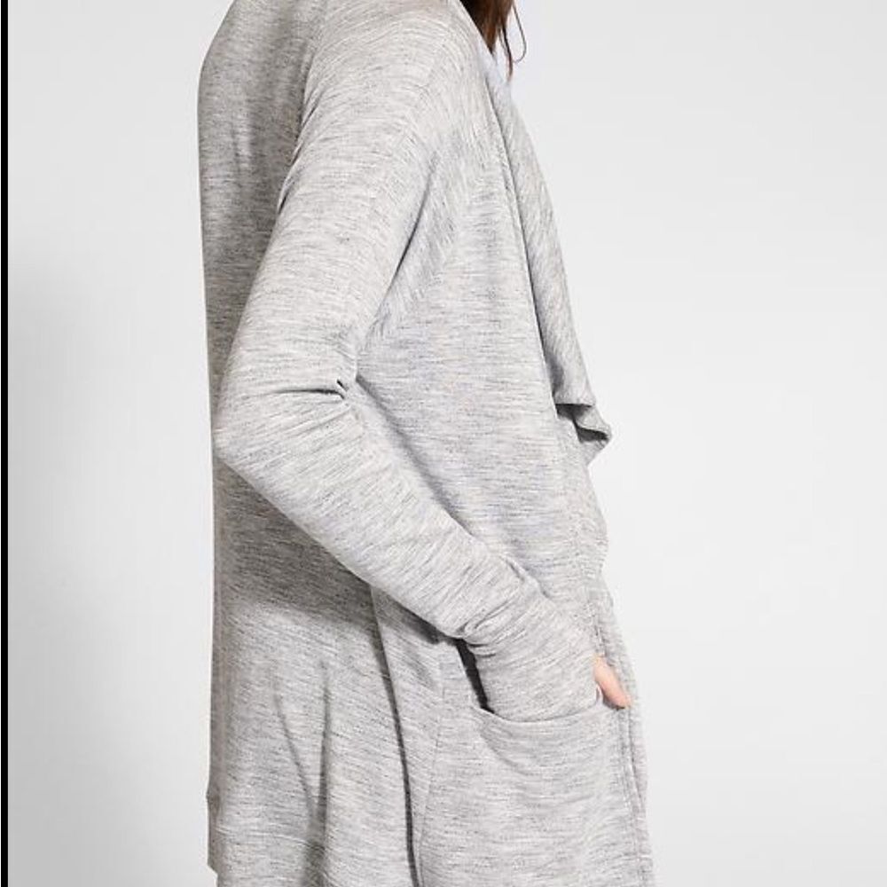 Athleta Studio Wrap Women's Size XS Gray Sweater Cowl Neck Thumbholes Oversized